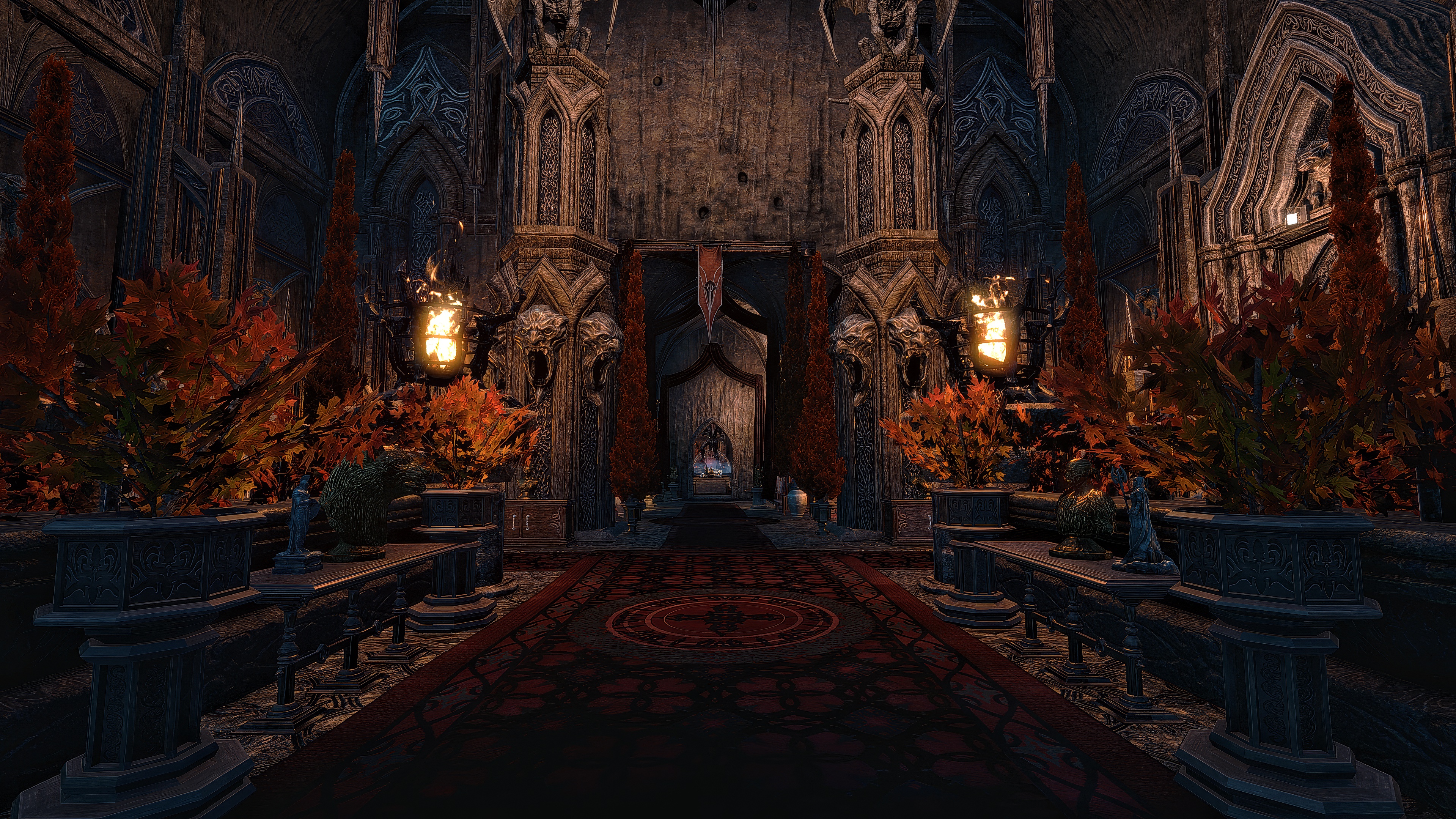 The grand entrance – silk banners, undying flame