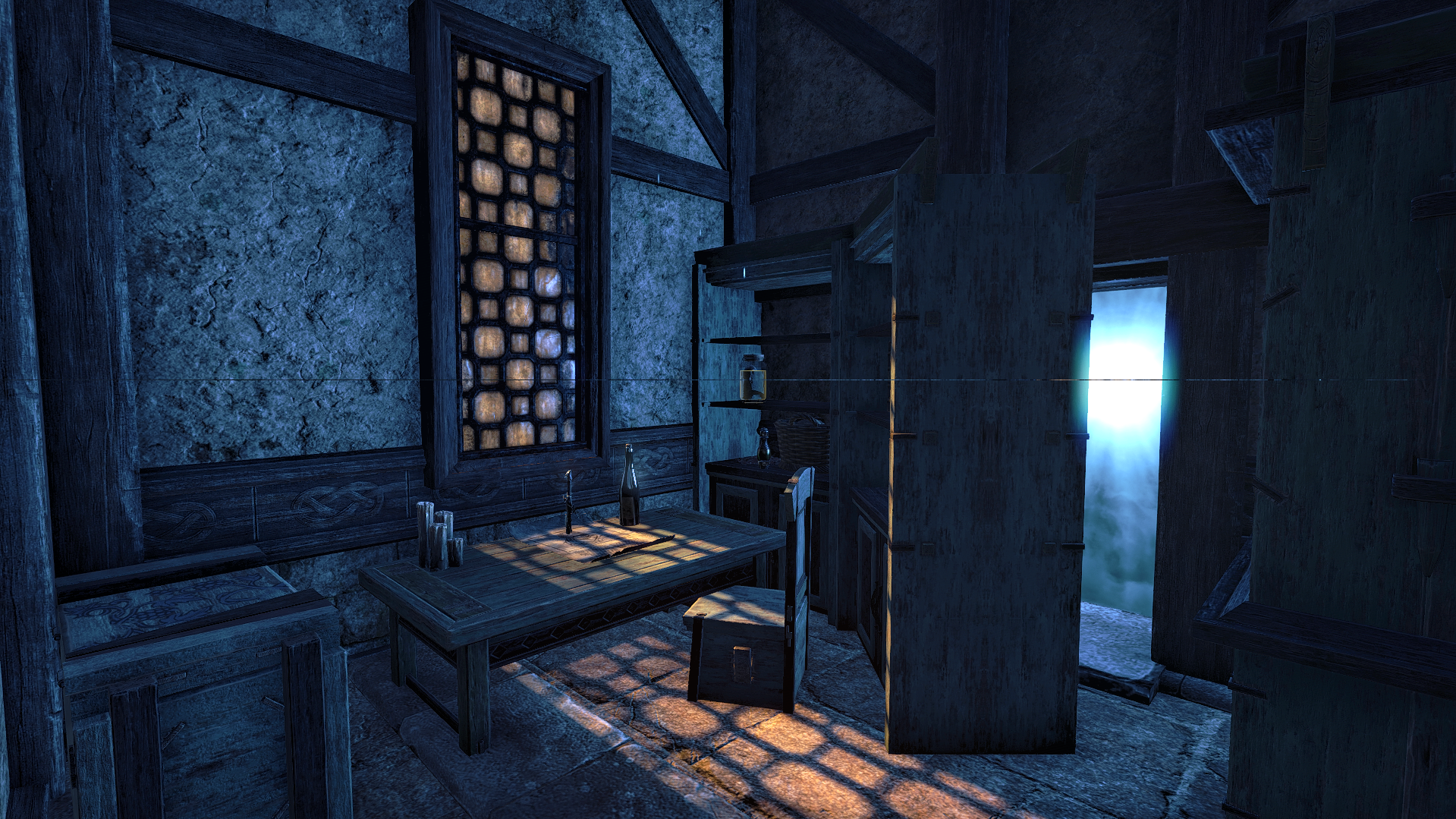The entrance hall - ordinary, until you notice what the shadows avoid